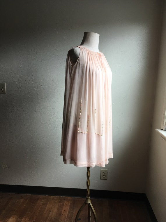 vintage 60s baby doll nightie handmade blushing p… - image 2