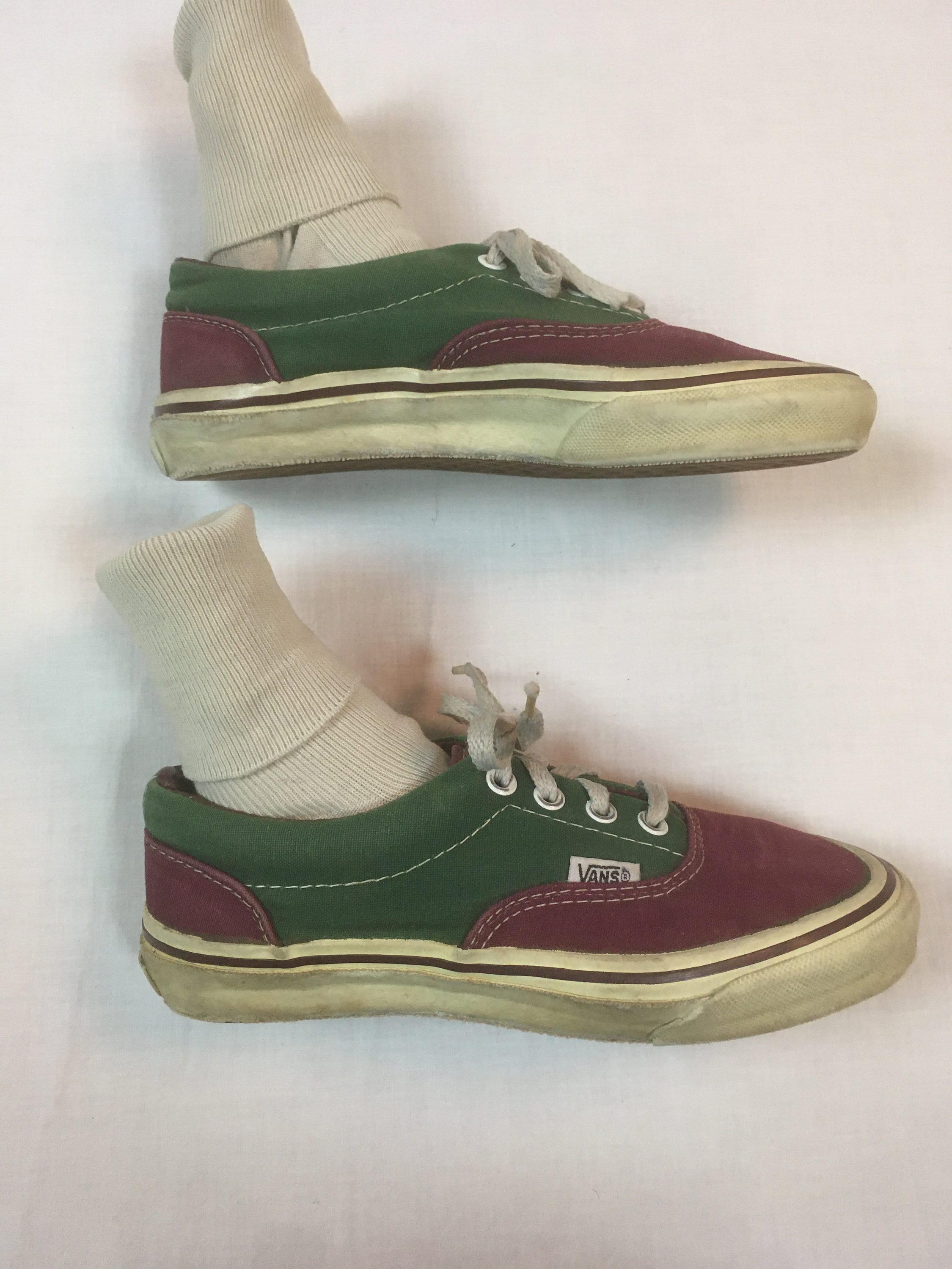 Vintage 80s Vans Skate Sneakers Made in USA Canvas Two Tone Vintage 80s Vans Skate Sneakers Made in USA Canvas Two Tone