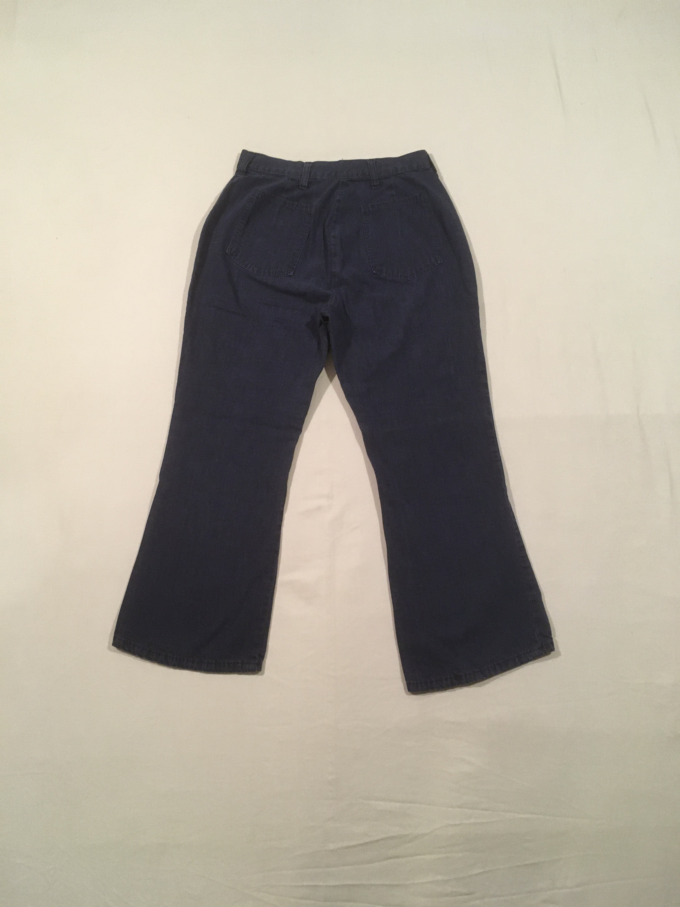 Vintage 70s Sailor Dungarees Blue Jean High Waist Talon Zip Fly 