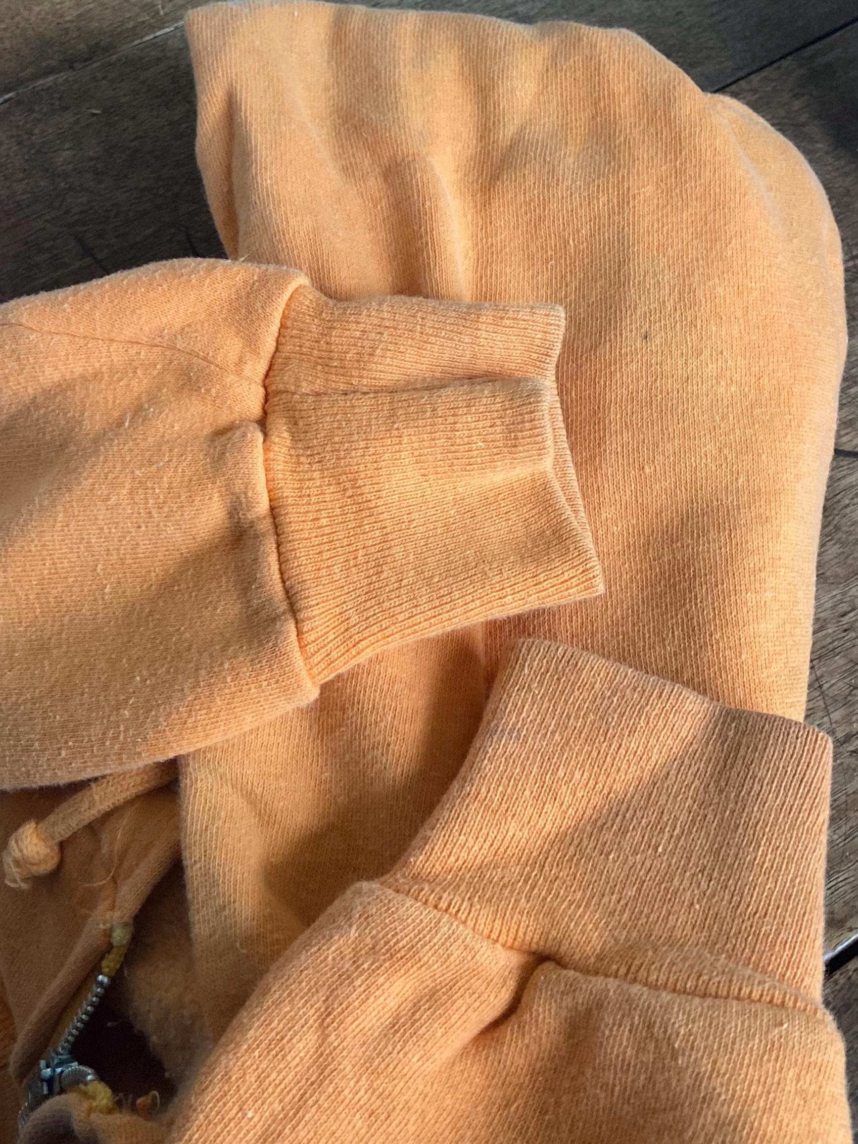 Vintage 50s 60s Hoodie Orange Zip up Sweatshirt Hooded 1950s 1960s