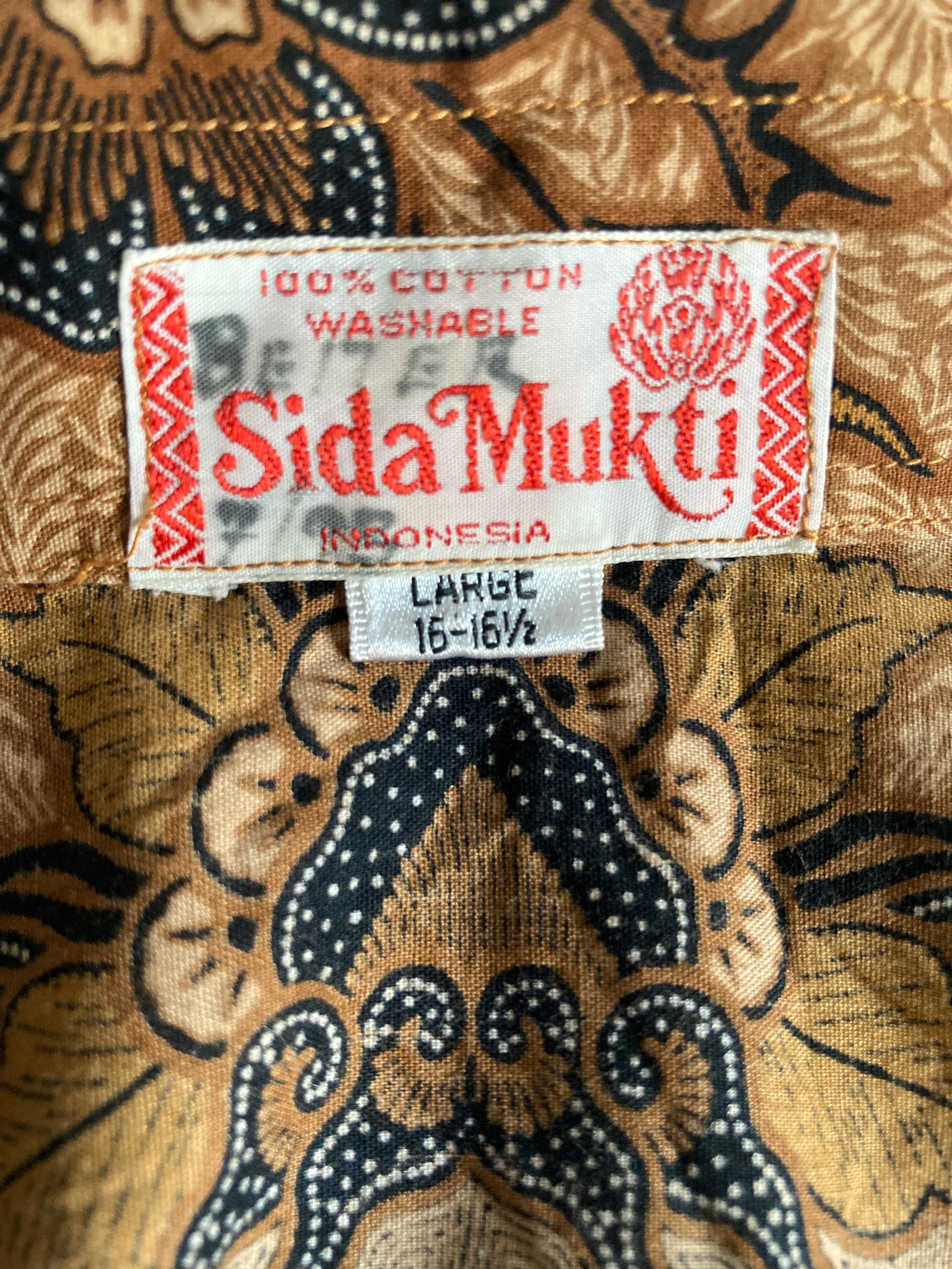 Vintage Sida Mukti Indonesia Mens Shirt Button up Short Sleeve 