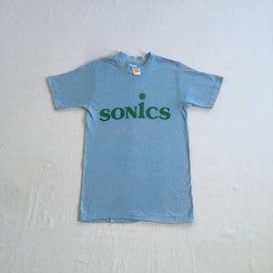 vintage 70s seattle sonics t shirt nos supersonics crewneck profile print syouth size yardbirds deadstock made in usa super sonics