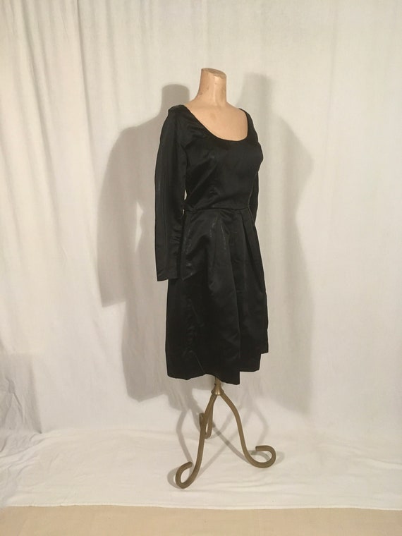 vintage 50s handmade ooak black satin side zip sl… - image 2