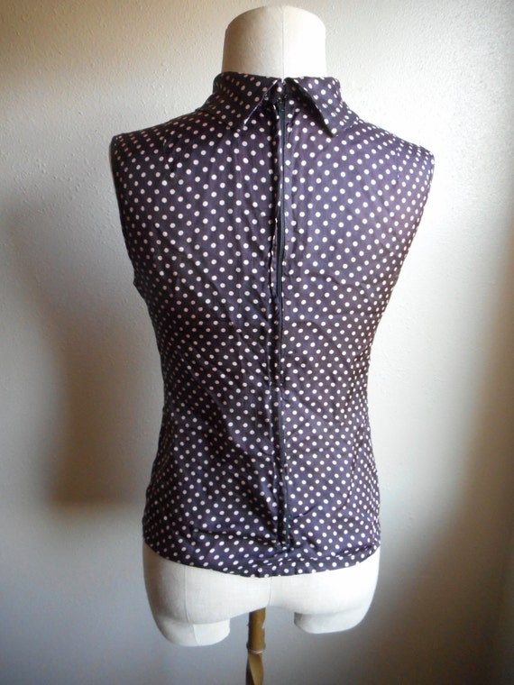 vintage 1960s womens sleeveless mod polka dot tur… - image 4