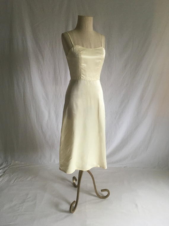 vintage handmade dress white ivory satin silk spa… - image 1
