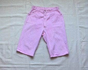 Short pousseur de pédale vintage en jean rose des années 60