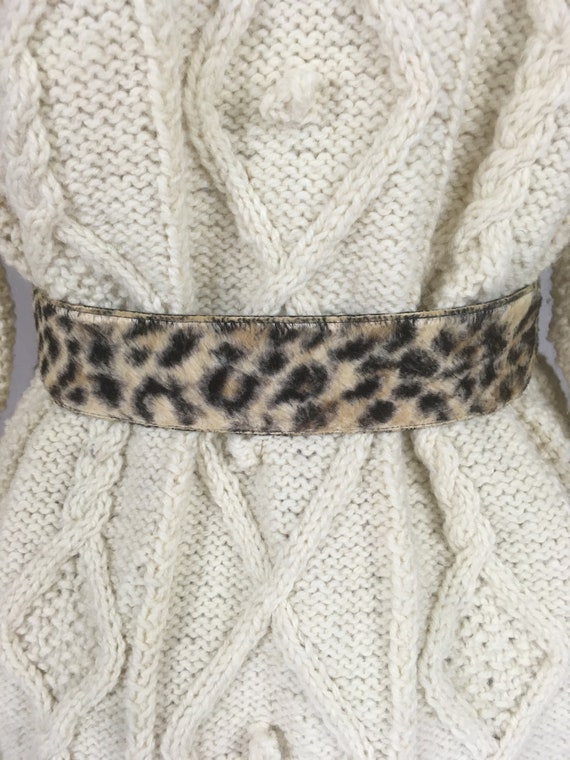 vintage 50s leopard print fuzzy belt stelzer adju… - image 4