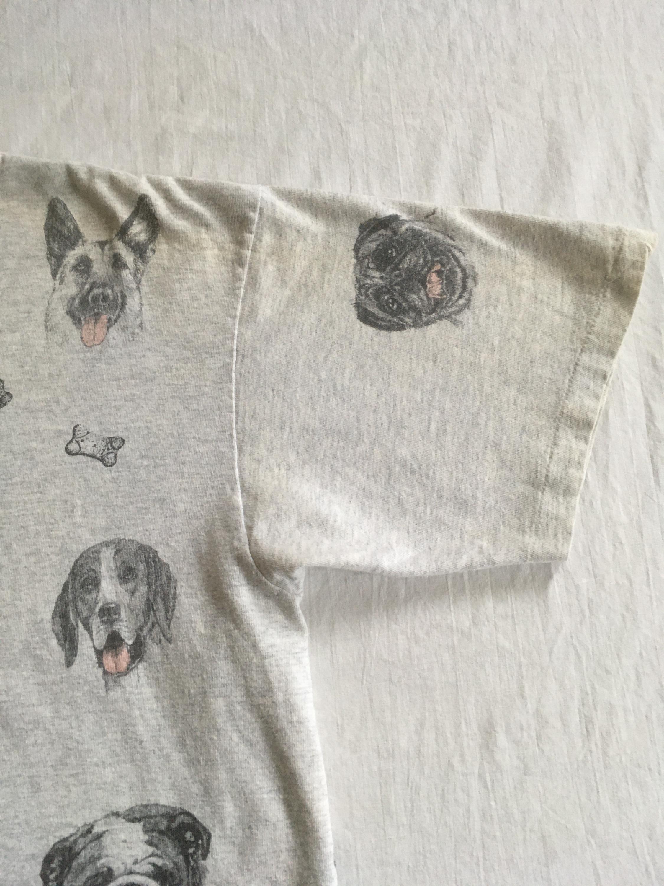 Vintage 90s Dogs All Over Print T Shirt Relevant Products Heather Grey ...
