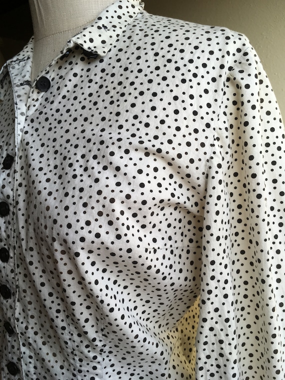 vintage 50s handmade polka dot button up cotton b… - image 9