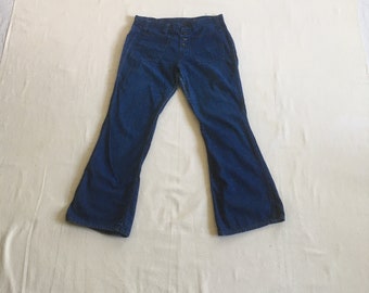 Vintage 1950s USN Navy Dark Indigo Denim Button Fly DUNGAREE Work
