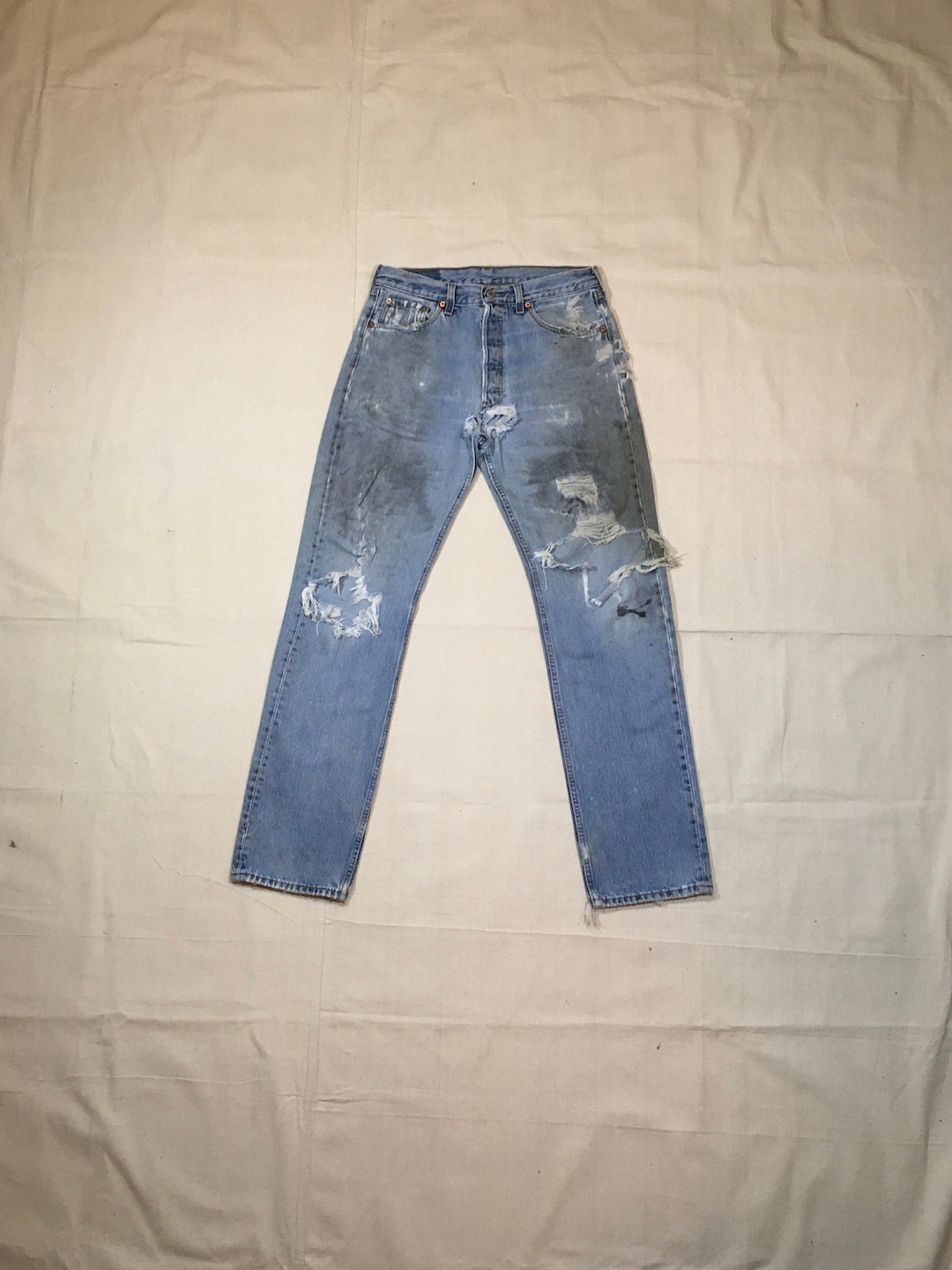 Vintage 90s Levis 501 Ripped Jeans Made in Usa 32 X33 Grunge