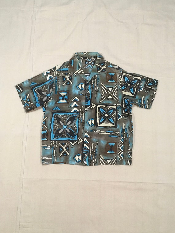 vintage 50s handmade Hawaiian shirt batik print fa