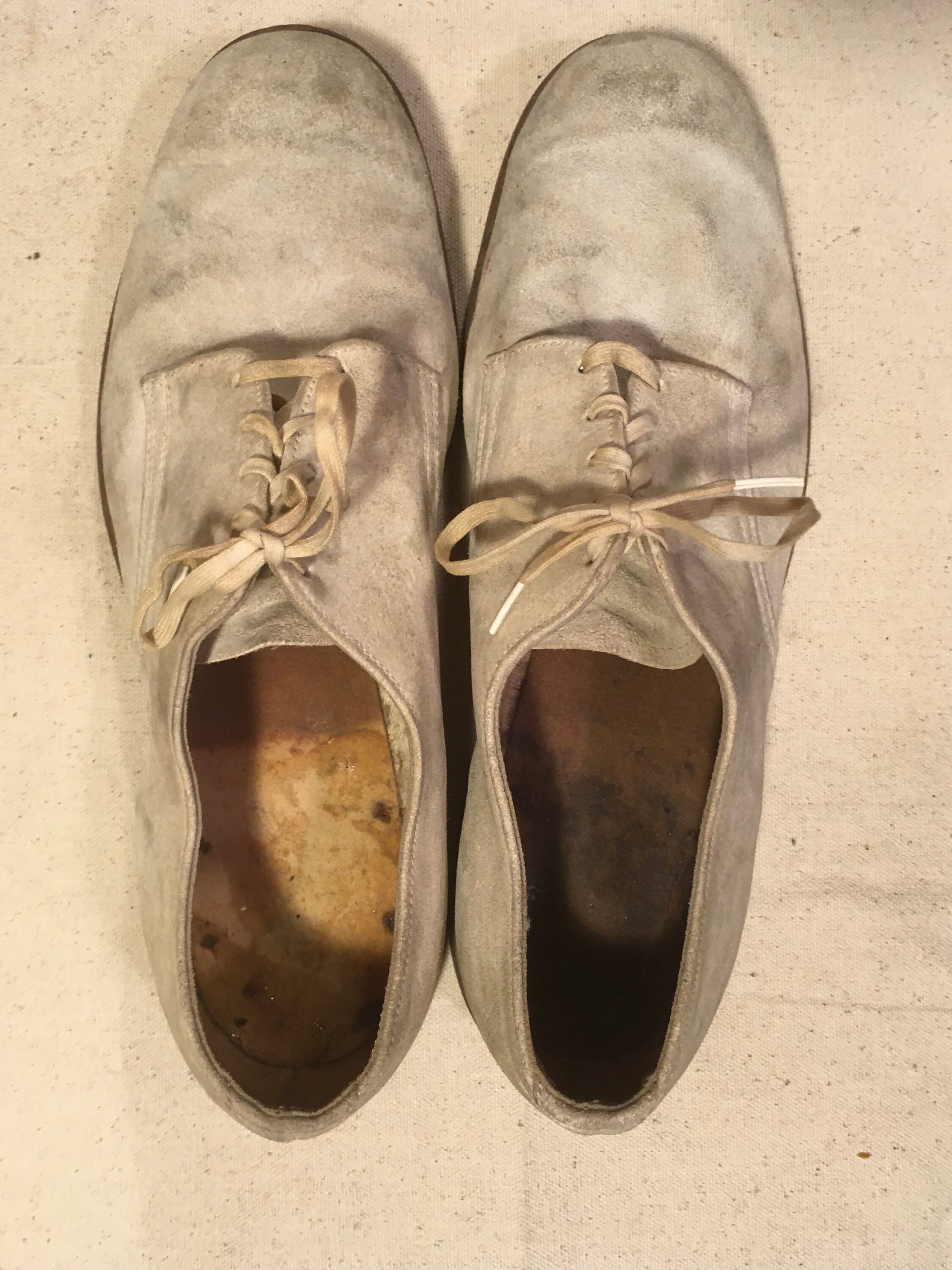 Vintage 40s 50s Dirty White Buck Buckskin Oxford Cadet Shoes Mens