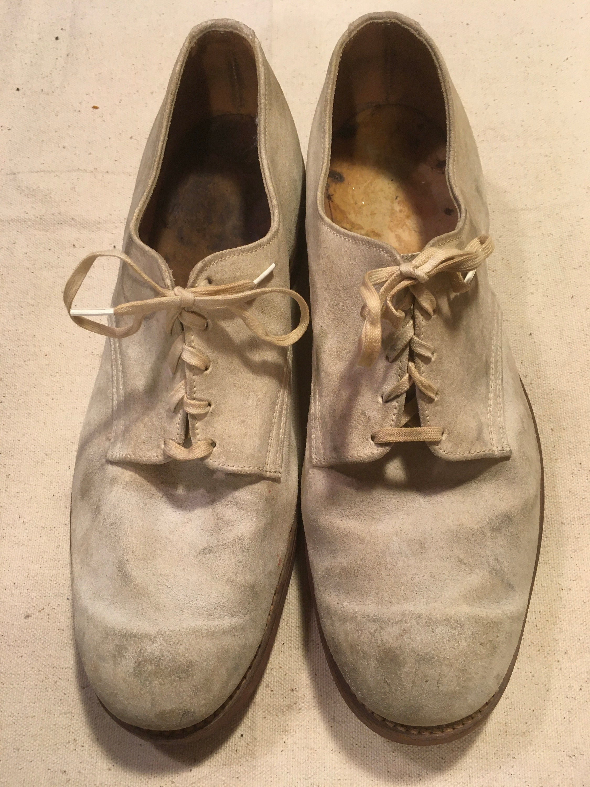 Vintage 40s 50s Dirty White Buck Buckskin Oxford Cadet Shoes Mens