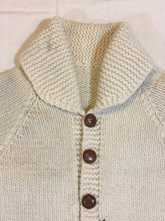 vintage 50s handmade cardigan shawl collar hand k… - image 3