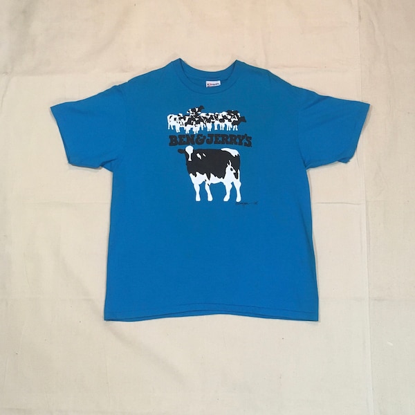 vintage années 80 1985 original ben & jerrys Vermonts meilleur ice cream holstein cows t shirt fabriqué aux usa