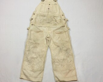 【専用】Carhartt 80s OVER ALL MADE IN USA Vintage 80s Carhartt White Painter Bib Overalls Made in Usa