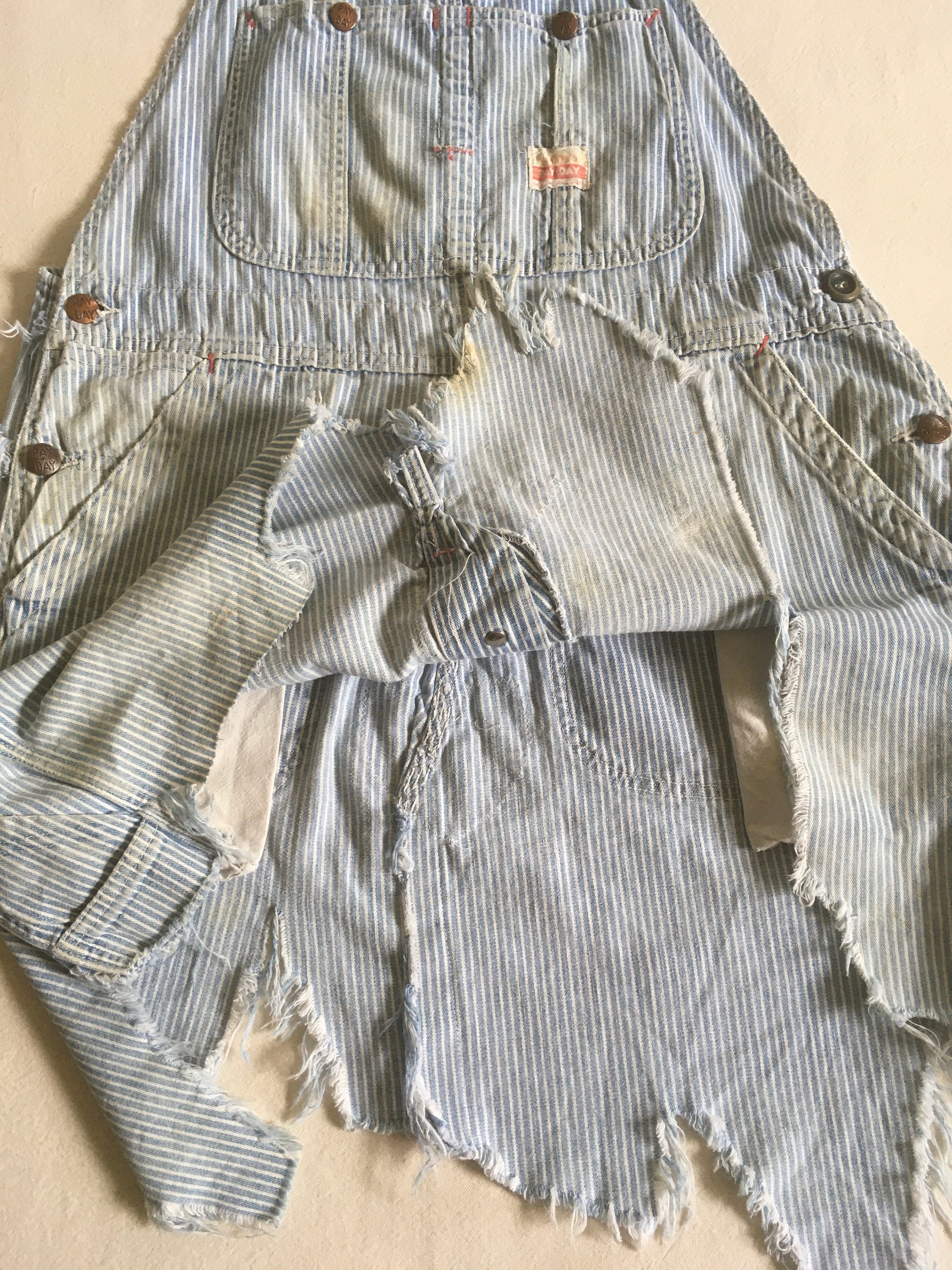 Vintage 60s Penneys Payday Square Bak Hickory Stripe Cut off 