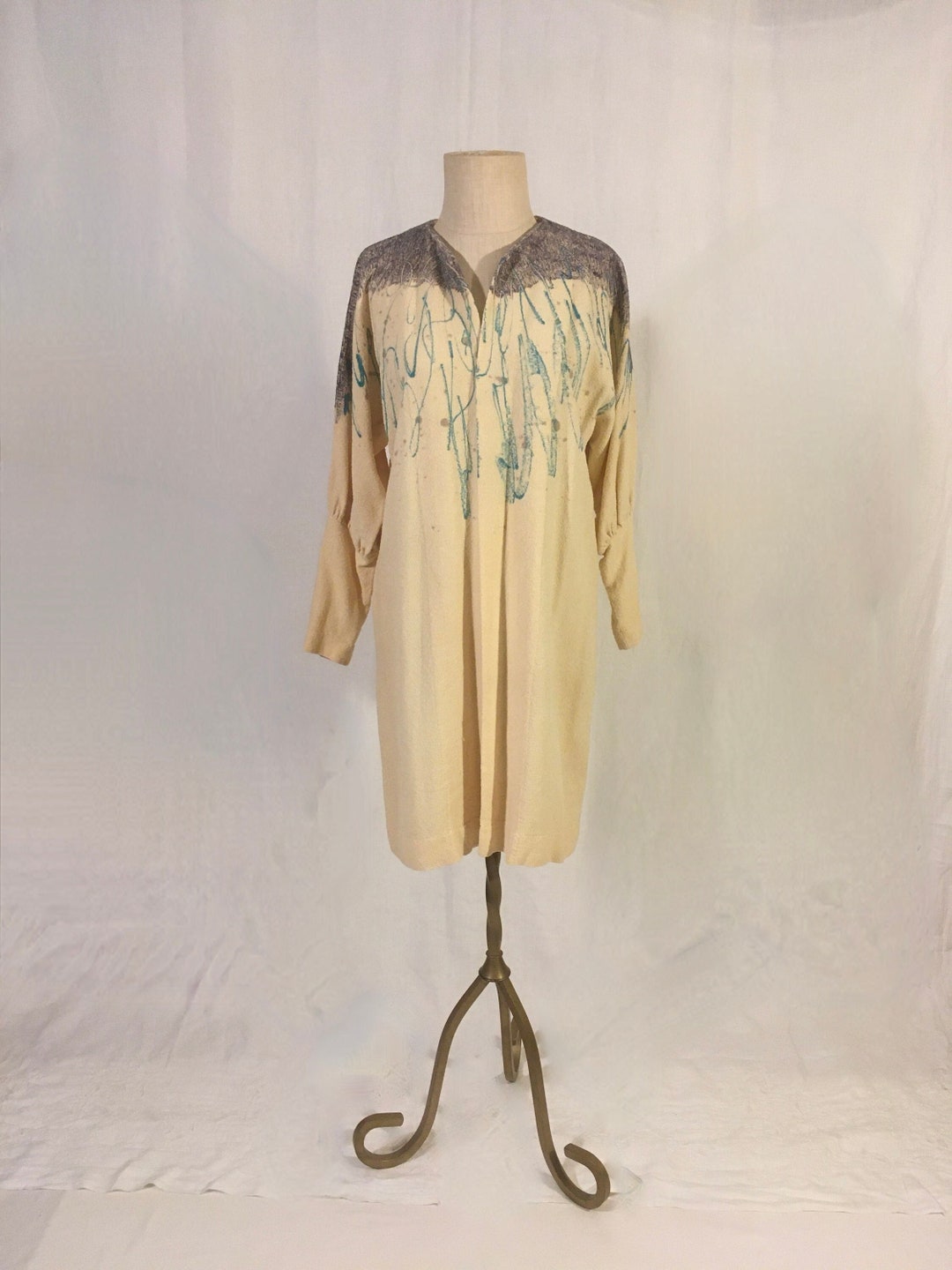 Vintage J Pollard Seattle 80s Does 30s Hand Painted Blue Splash Cream ...