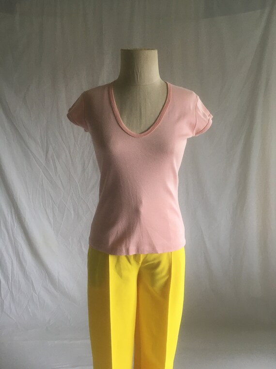 vintage 70s womens scoop neck t shirt cap sleeve … - image 5