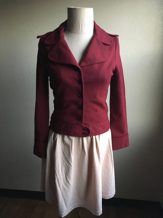 vintage 70s bobbie brooks maroon double breast la… - image 1