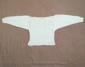 vintage 80s de rotchild silk Angora natural white boatneck sweater