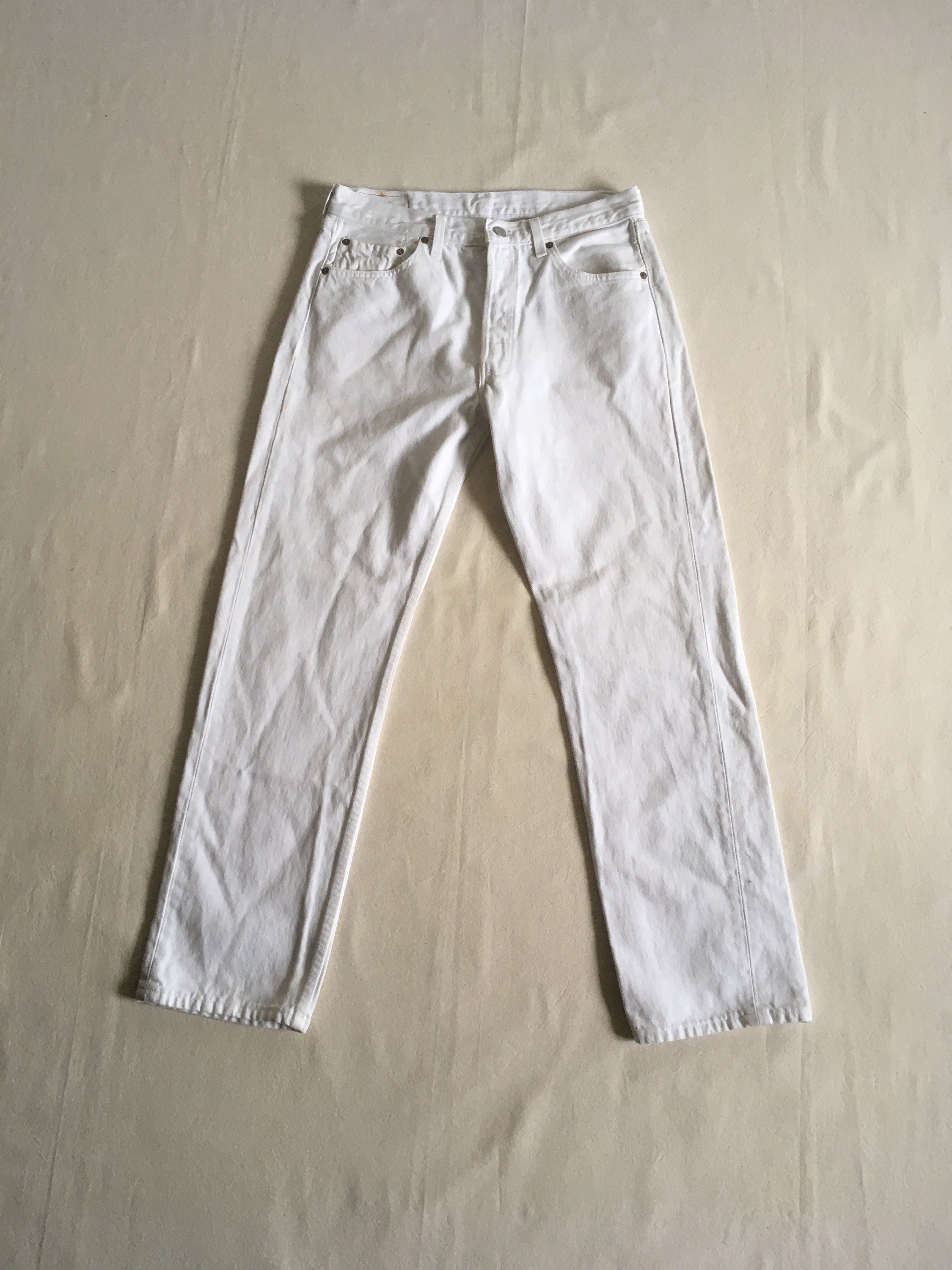 Vintage 90s Levis 501 White Jeans Made in Usa 32 X 30 Button