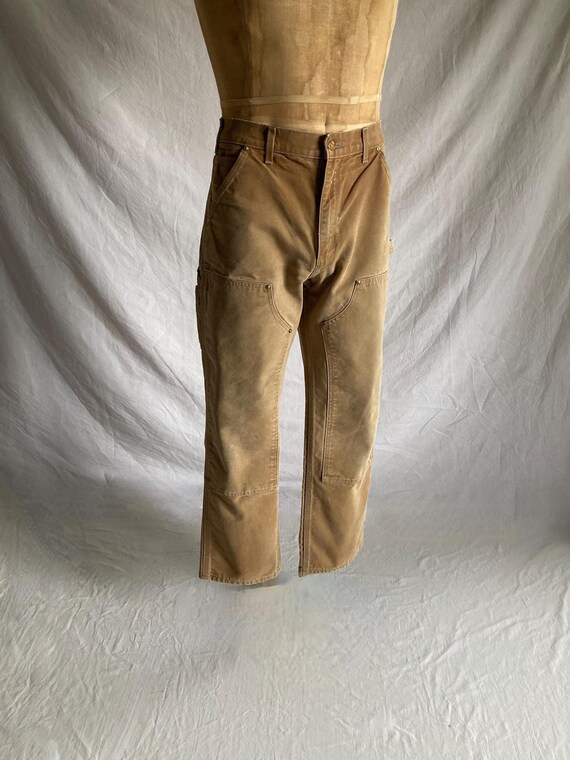 Vintage Made in Usa Carhartt B-01 Brown Double Knee Dungarees 31 X 