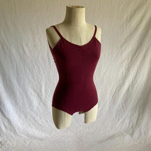 vintage maroon red leotard xs cotton blend scoop back dance bodysuit eurotard