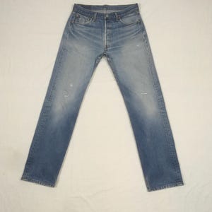 vintage 90s levis 501xx blue jeans made in USA 34 x 34 worn in denim