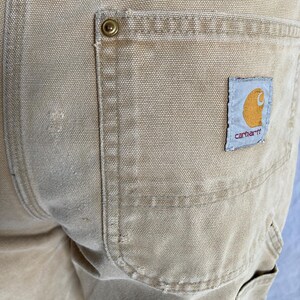 vintage carhartt B01 pants 30 x 32 brown double knee work wear distressed worn in image 7
