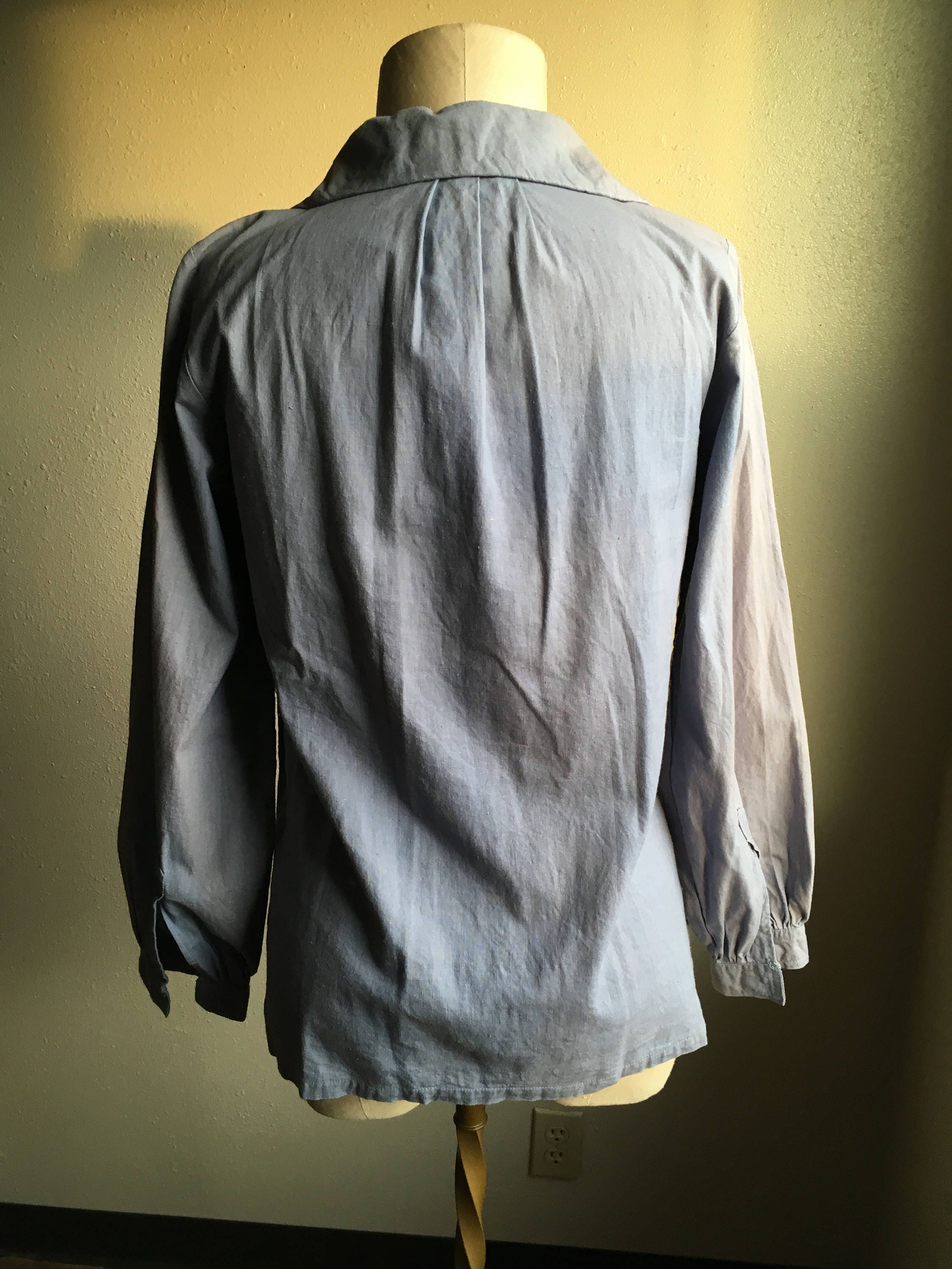 Vintage 70s Karavan Cotton Pullover V Neck Pleated Sleeve | Etsy