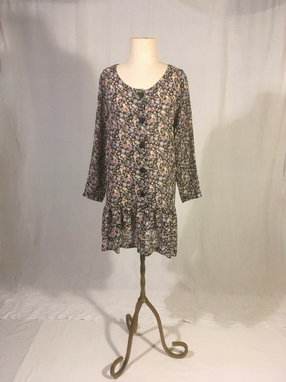vintage 90s express floral floral see through dro… - image 2