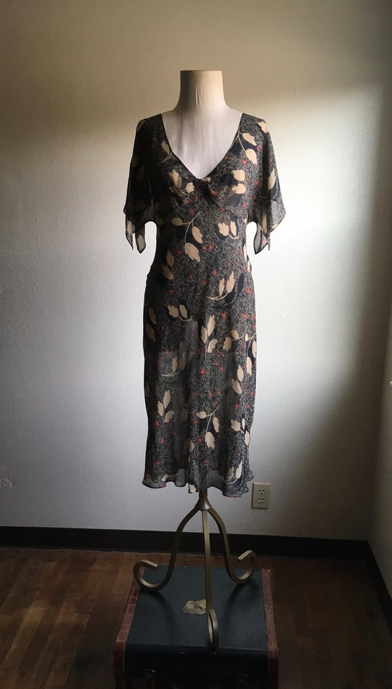 vintage 70s home made leaf motif summer scarf dres