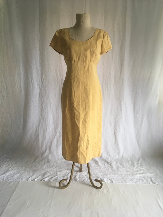 Vintage 60s Handmade Yellow Zip Back Empire Waist Short