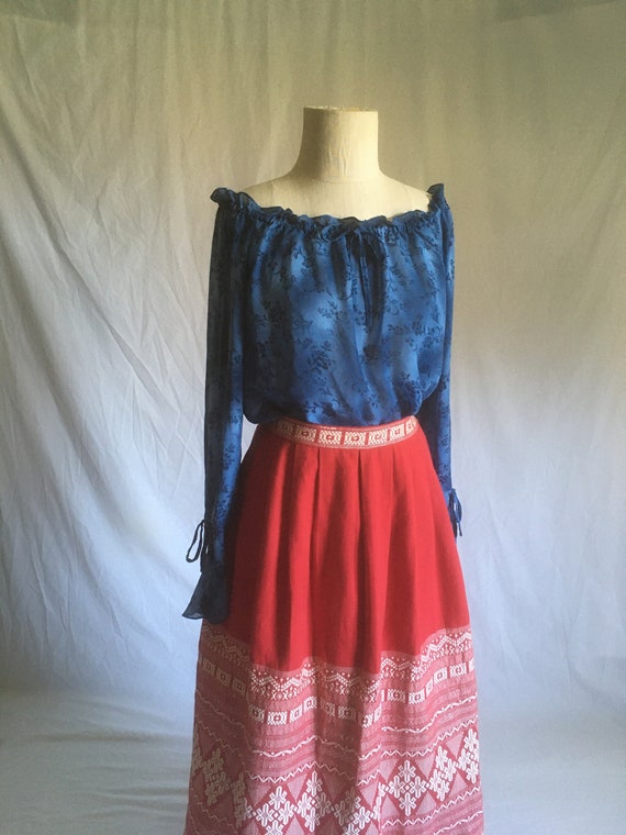 vintage 90s blue gauze see through drawstring flou