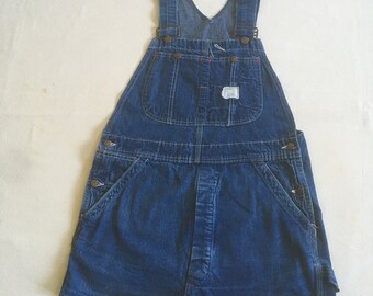 Vintage 70s Big Mac Denim Blue Jean Bib Overalls Shorts Union Made