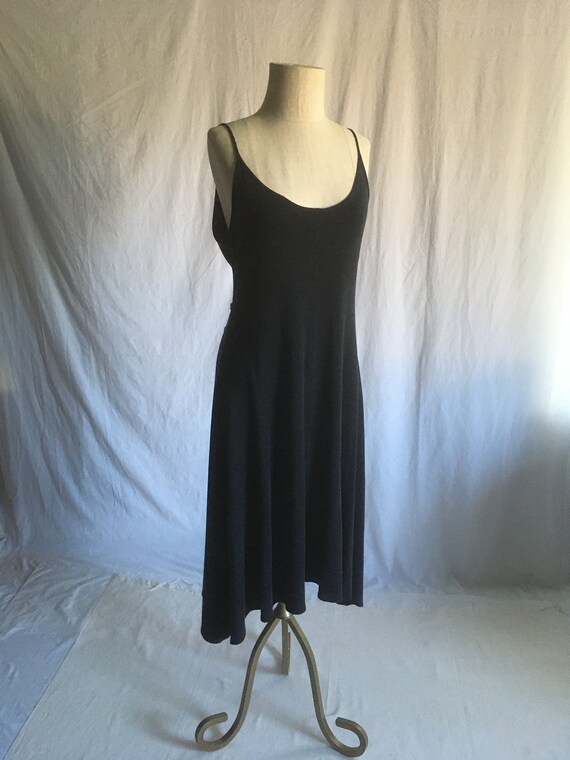 Vintage 90s Express Tricot Rayon Cotton Black Jersey Tie Back Tank Dress Micro Ribbed Etsy Finland