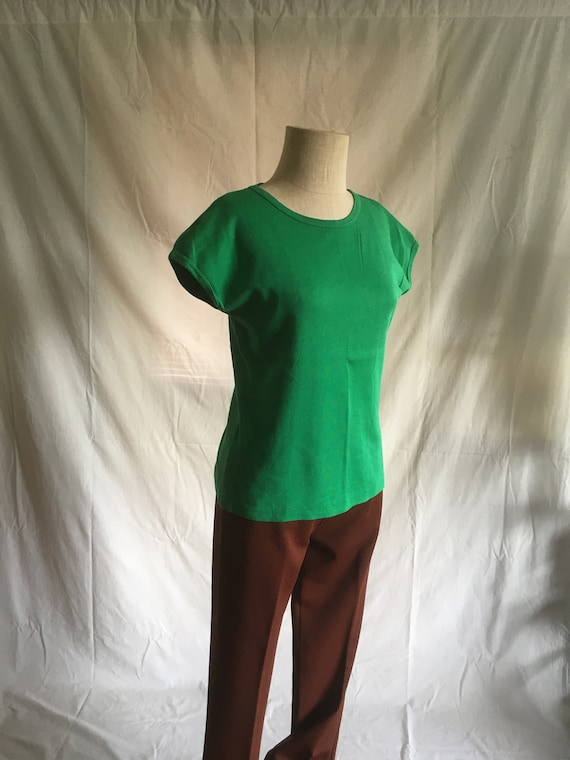 vintage 70s de mura kelly green knit t shirt