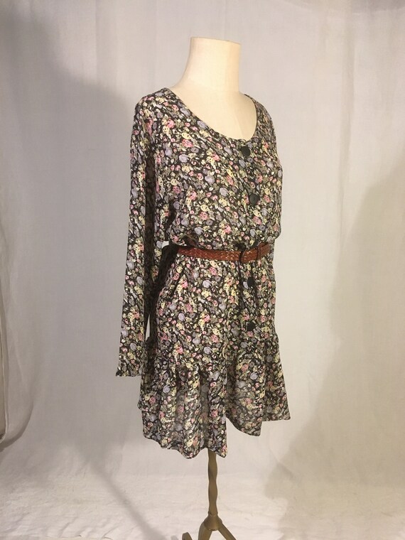 vintage 90s express floral floral see through dro… - image 8