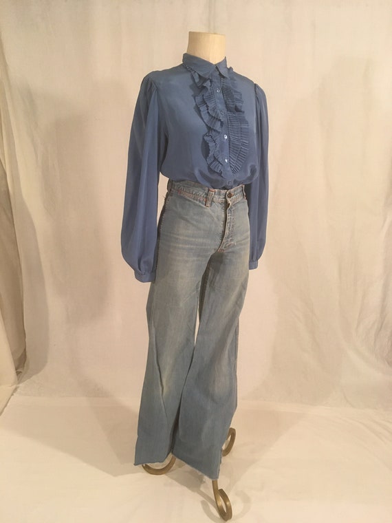 vintage 70s faded glory blue jeans high waist bel… - image 1