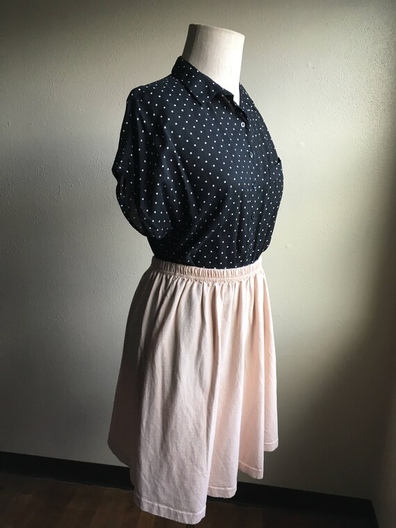 vintage 80s j crew pale peach cotton jersey skirt… - image 5