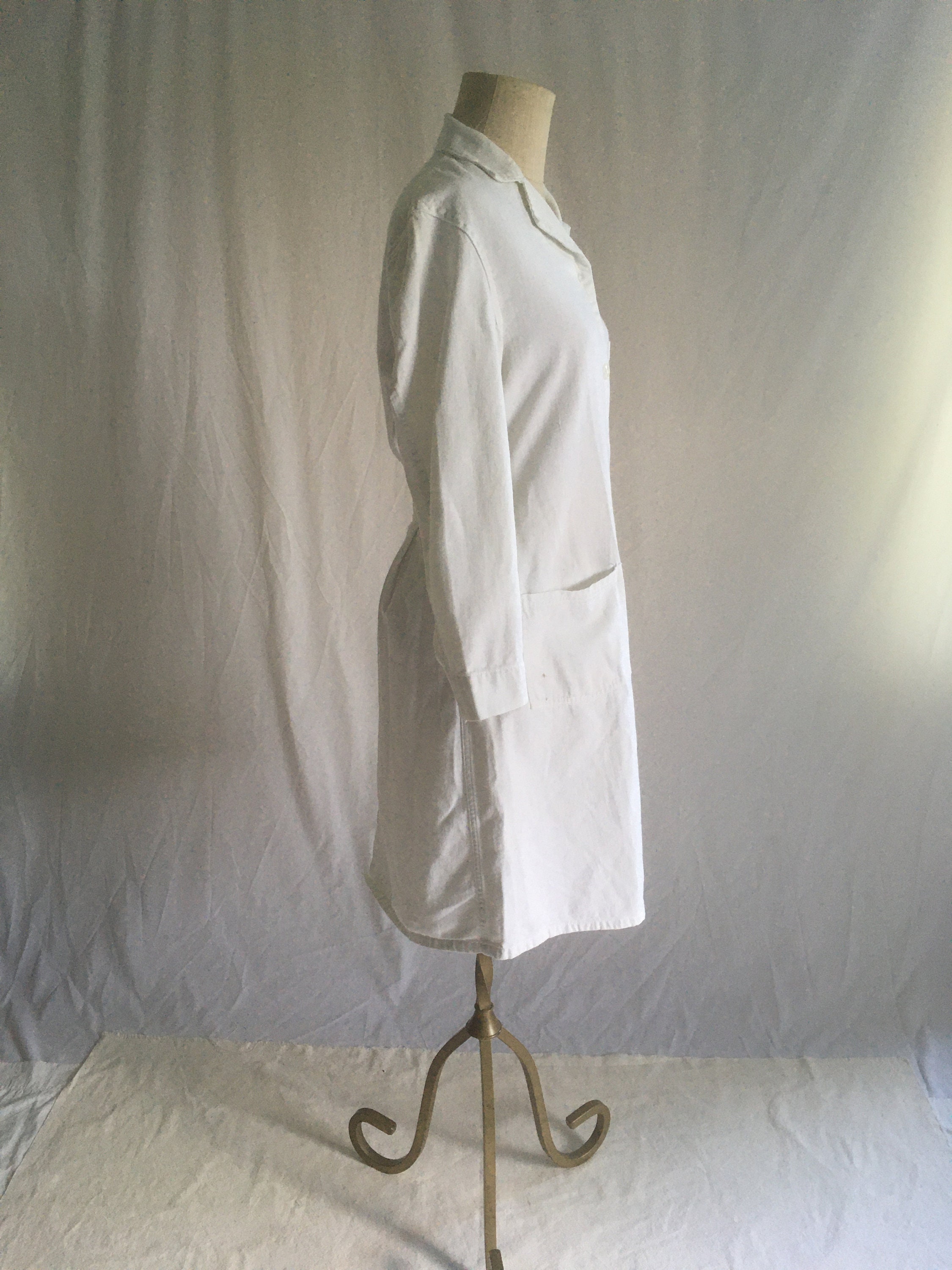 Vintage 50s White Duck Brand Lab Coat Sanforized White Cotton HBT ...
