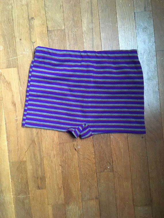 vintage 50s mens purple grey red striped swim trun