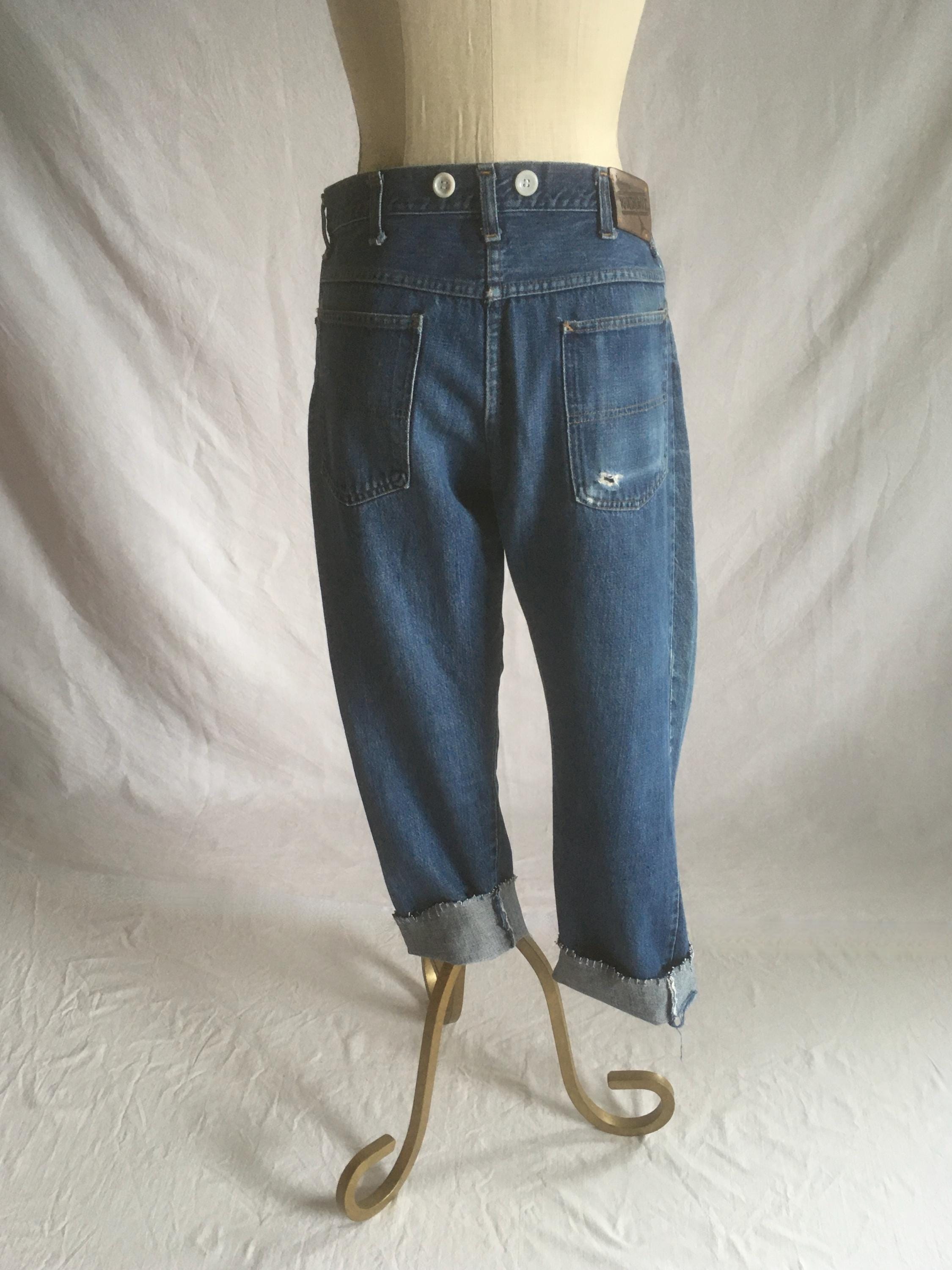 Vintage 60s Jc Penney Ranchcraft Suspender Concave Buttons Blue