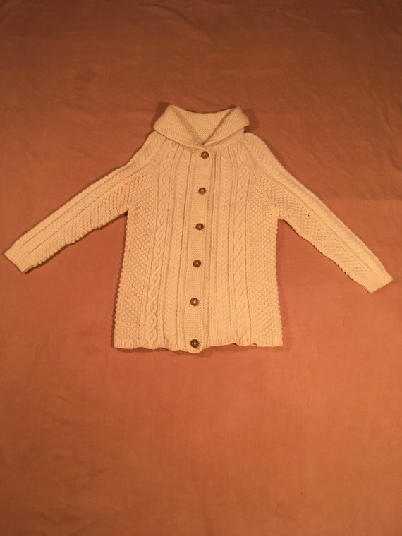 ヴィンテージ ハンドメイド ショールカラー ナチュラルホワイト ウール 