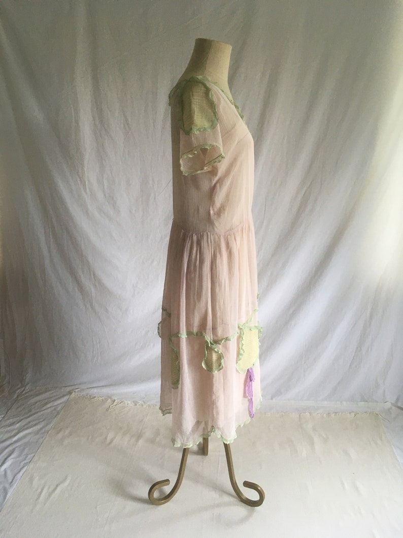 vintage 1920s drop waist purple sheer lawn dress handmade antique day dress flapper frock great gatsby art deco 20s fashion image 3