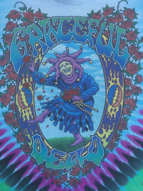 Vintage 90s Grateful Dead Liquid Blue T Shirt Tie Dye Made in Usa