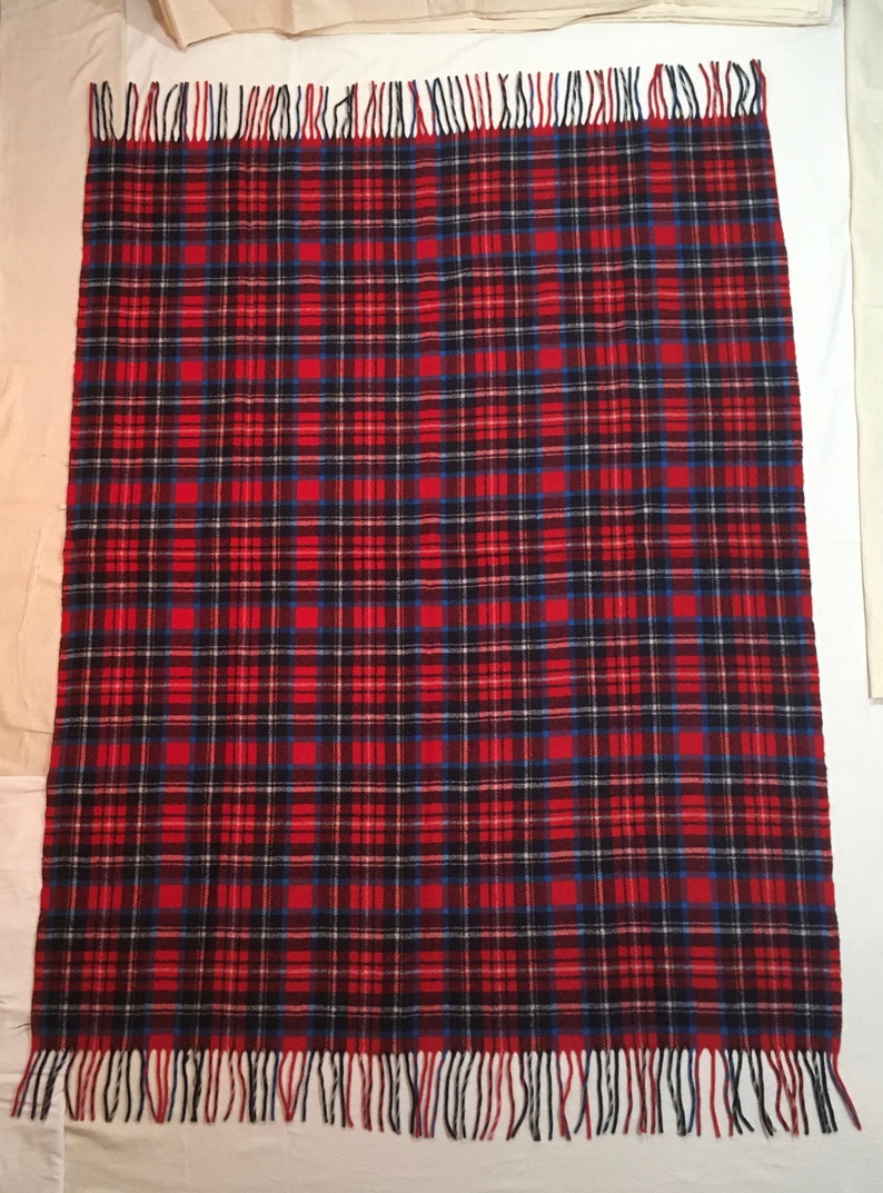 Vintage Pendleton pure virgin wool red plaid blanket 55 x Etsy