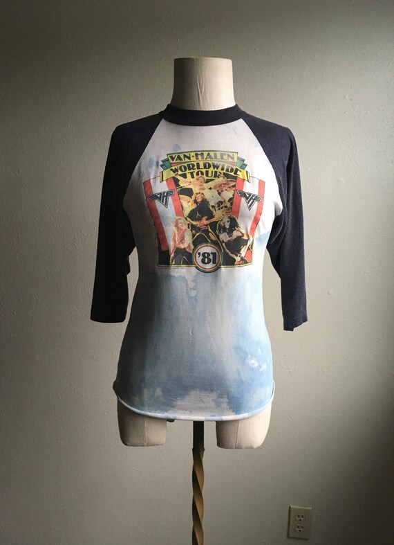 Vintage 80s Van Halen Raglan T Shirt 1981 Fair Warning World Wide 